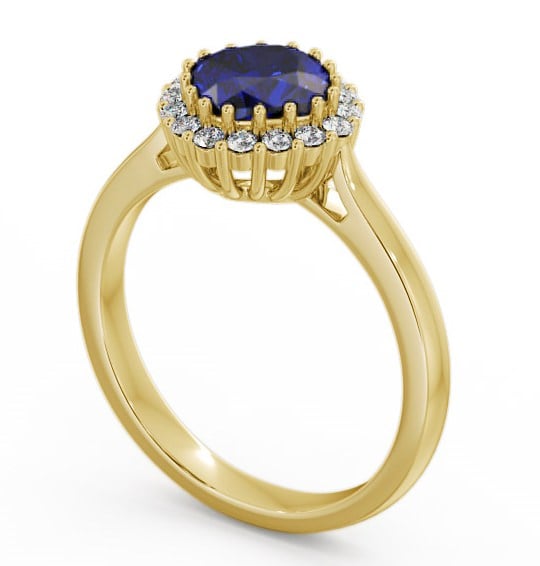 Halo Blue Sapphire and Diamond 1.46ct Ring 9K Yellow Gold GEM23_YG_BS_THUMB1