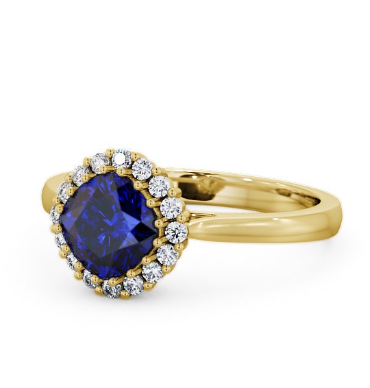  Halo Blue Sapphire and Diamond 1.46ct Ring 9K Yellow Gold - Sienna GEM23_YG_BS_THUMB2 