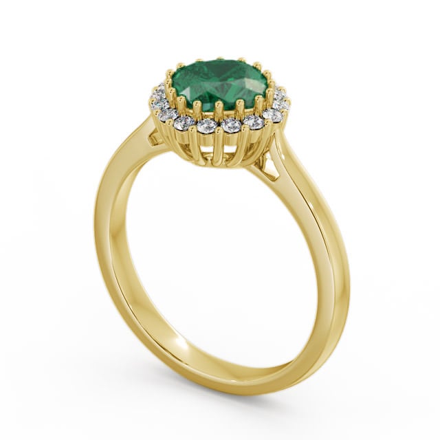 Halo Emerald and Diamond 1.16ct Ring 18K Yellow Gold - Sienna