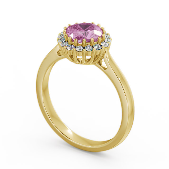 Halo Pink Sapphire and Diamond 1.46ct Ring 9K Yellow Gold - Sienna GEM23_YG_PS_SIDE