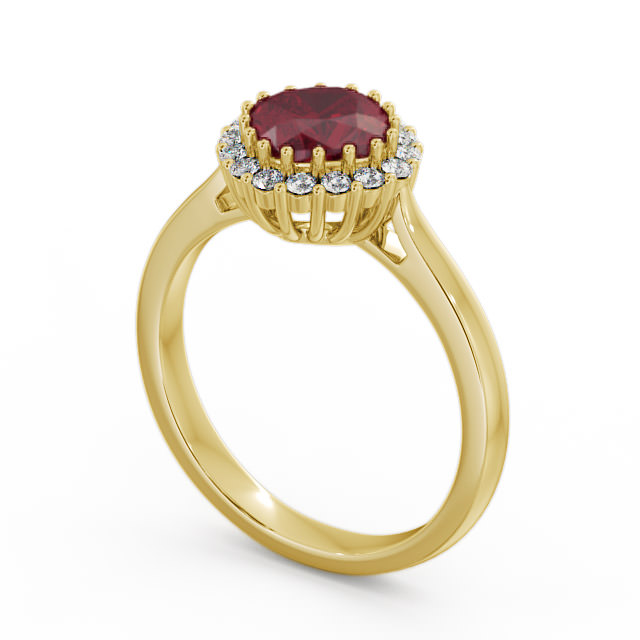 Halo Ruby and Diamond 1.46ct Ring 18K Yellow Gold - Sienna GEM23_YG_RU_SIDE