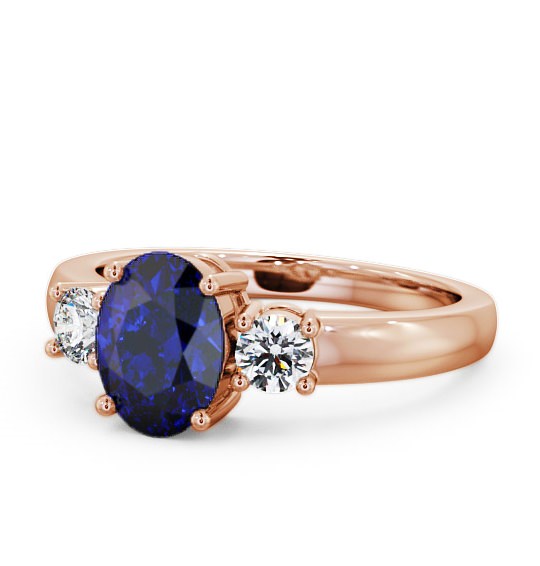 Three Stone Blue Sapphire and Diamond 1.30ct Ring 18K Rose Gold GEM24_RG_BS_THUMB2 