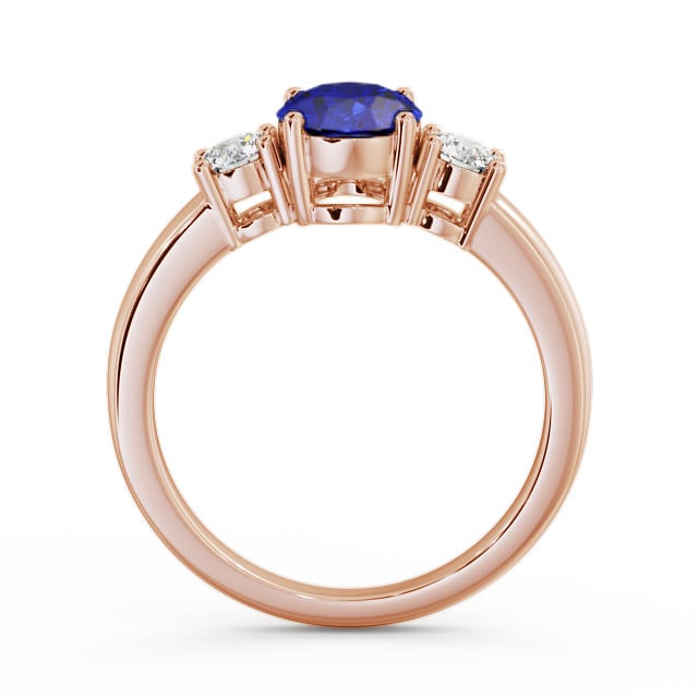 Three Stone Blue Sapphire and Diamond 1.30ct Ring 9K Rose Gold - Mila GEM24_RG_BS_UP