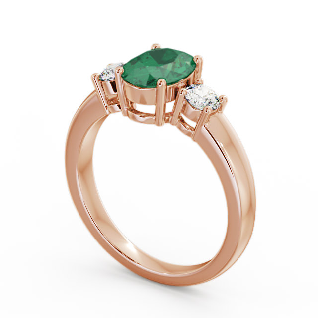 Three Stone Emerald and Diamond 1.15ct Ring 18K Rose Gold - Mila GEM24_RG_EM_SIDE