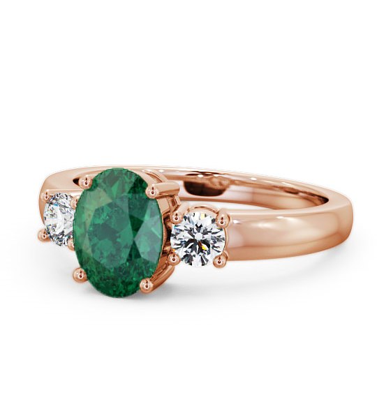  Three Stone Emerald and Diamond 1.15ct Ring 9K Rose Gold - Mila GEM24_RG_EM_THUMB2 