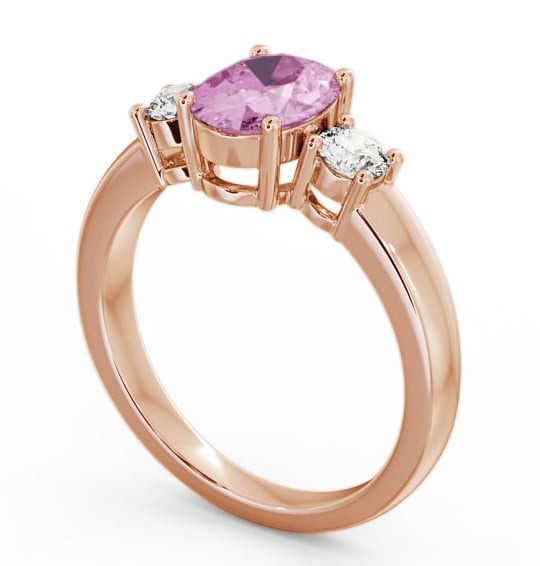 Three Stone Pink Sapphire and Diamond 1.30ct Ring 9K Rose Gold - Mila GEM24_RG_PS_THUMB1