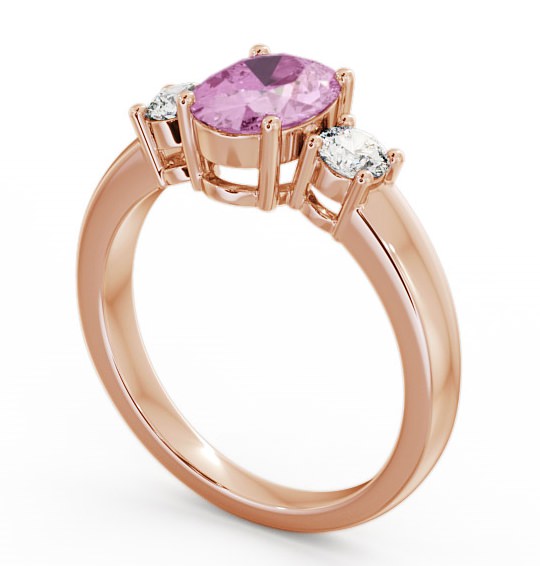 Three Stone Pink Sapphire and Diamond 1.30ct Ring 18K Rose Gold GEM24_RG_PS_THUMB1