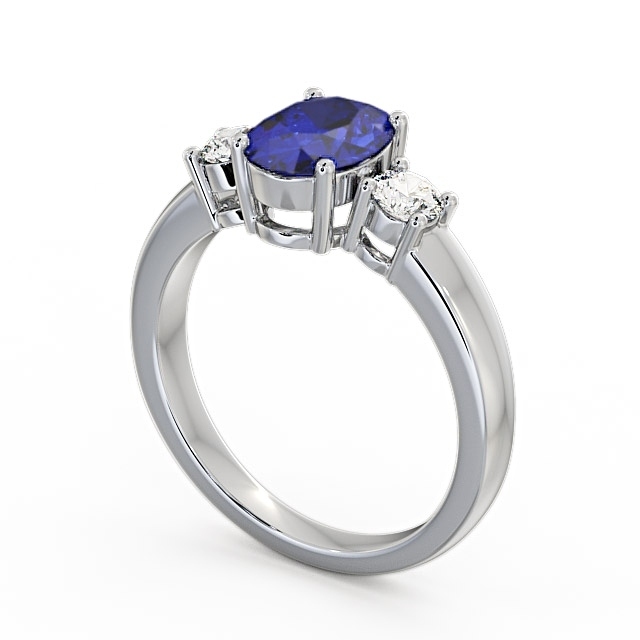 Three Stone Blue Sapphire and Diamond 1.30ct Ring Palladium - Mila GEM24_WG_BS_SIDE