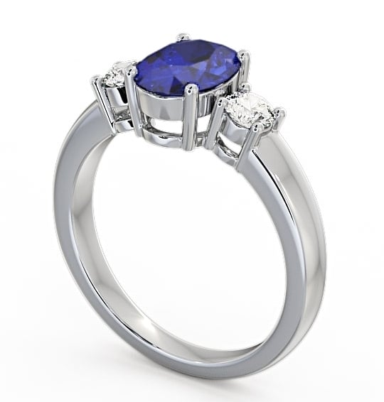 Three Stone Blue Sapphire and Diamond 1.30ct Ring 9K White Gold - Mila GEM24_WG_BS_THUMB1
