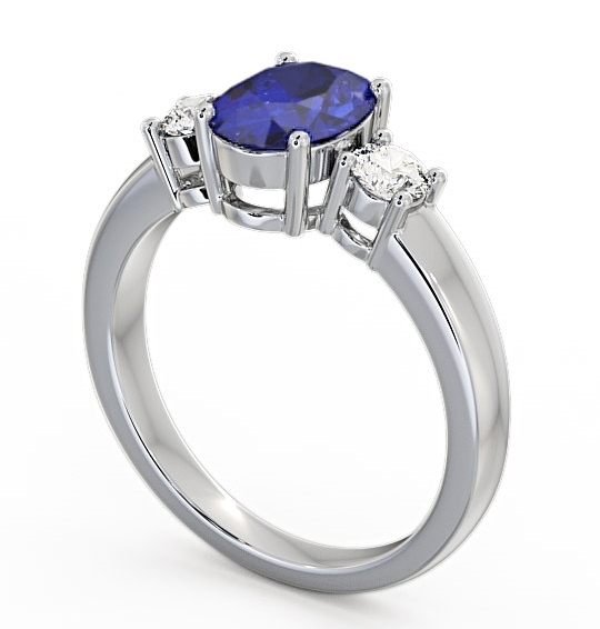 Three Stone Blue Sapphire and Diamond 1.30ct Ring 18K White Gold GEM24_WG_BS_THUMB1