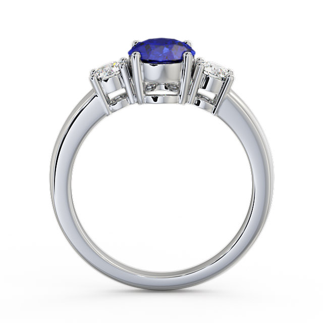 Three Stone Blue Sapphire and Diamond 1.30ct Ring Palladium - Mila GEM24_WG_BS_UP