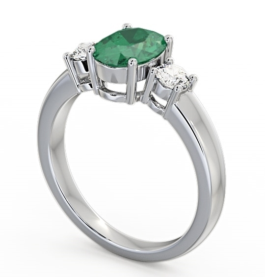 Three Stone Emerald and Diamond 1.15ct Ring 18K White Gold GEM24_WG_EM_THUMB1