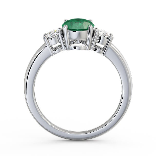 Three Stone Emerald and Diamond 1.15ct Ring 9K White Gold - Mila GEM24_WG_EM_UP