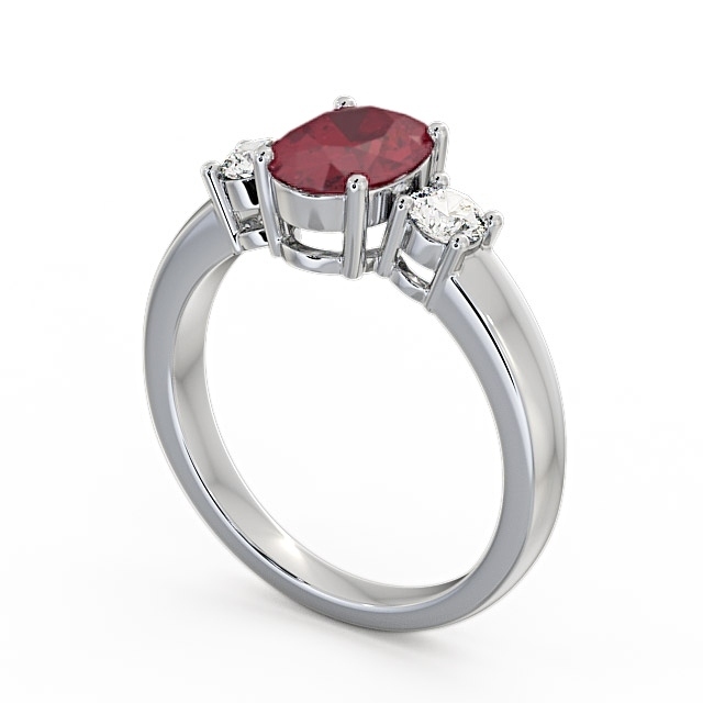 Three Stone Ruby and Diamond 1.30ct Ring 9K White Gold - Mila GEM24_WG_RU_SIDE