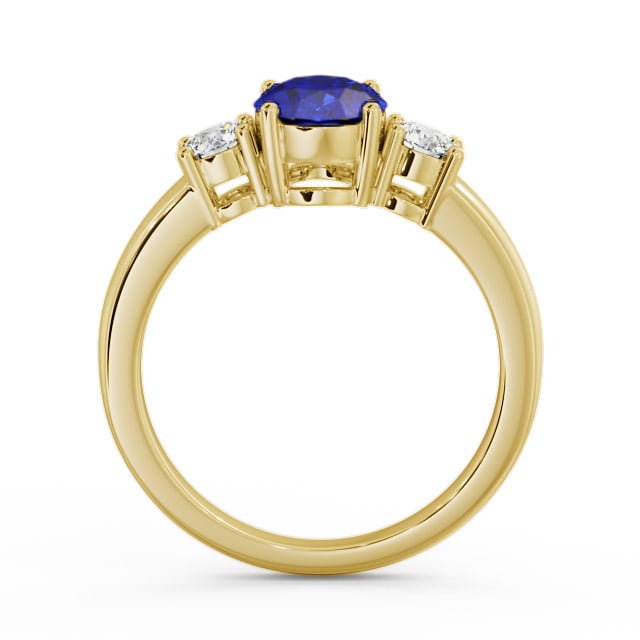 Three Stone Blue Sapphire and Diamond 1.30ct Ring 9K Yellow Gold - Mila GEM24_YG_BS_UP