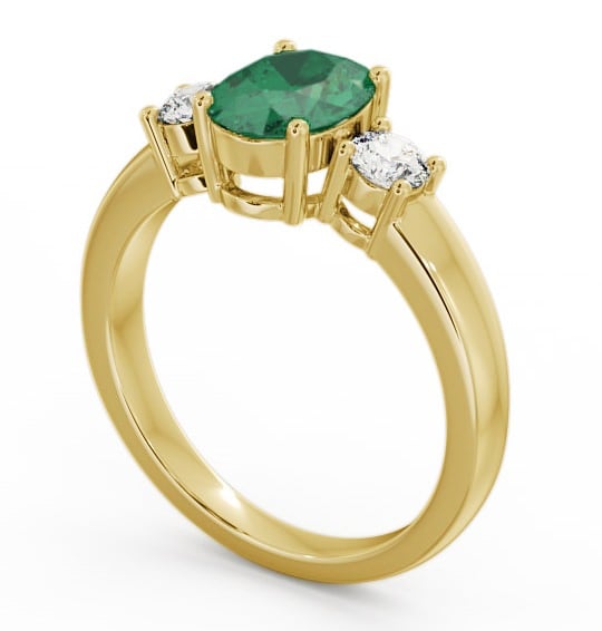 Three Stone Emerald and Diamond 1.15ct Ring 18K Yellow Gold GEM24_YG_EM_THUMB1