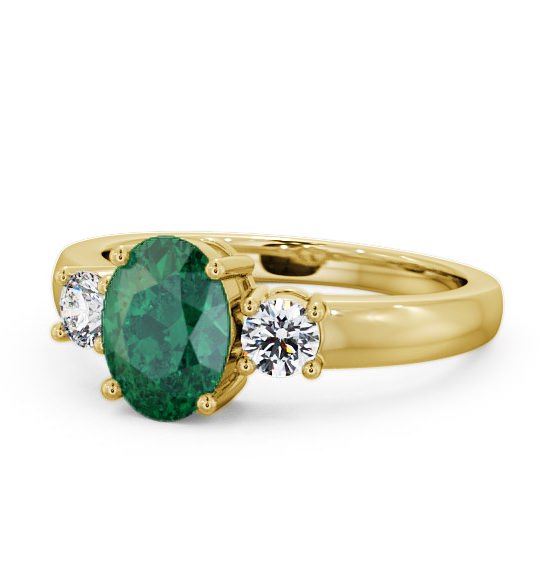  Three Stone Emerald and Diamond 1.15ct Ring 18K Yellow Gold - Mila GEM24_YG_EM_THUMB2 