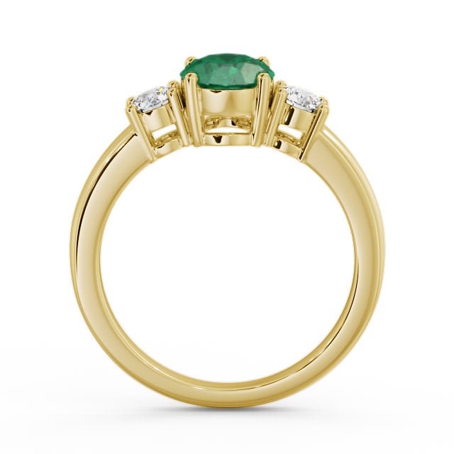 Three Stone Emerald and Diamond 1.15ct Ring 18K Yellow Gold - Mila GEM24_YG_EM_UP