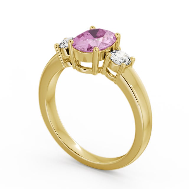 Three Stone Pink Sapphire and Diamond 1.30ct Ring 9K Yellow Gold - Mila