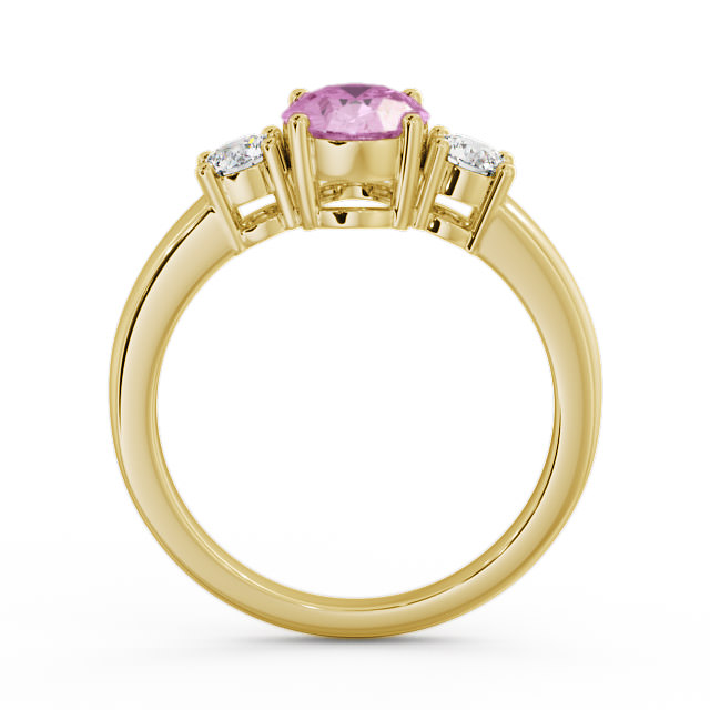 Three Stone Pink Sapphire and Diamond 1.30ct Ring 9K Yellow Gold - Mila GEM24_YG_PS_UP