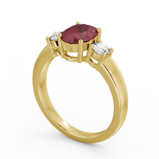 Three Stone Ruby and Diamond 1.30ct Ring 18K Yellow Gold - Mila GEM24_YG_RU_SIDE