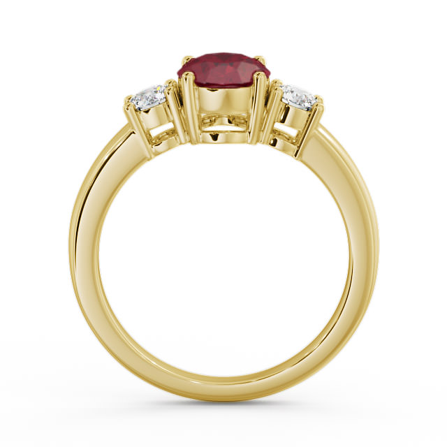 Three Stone Ruby and Diamond 1.30ct Ring 9K Yellow Gold - Mila GEM24_YG_RU_UP