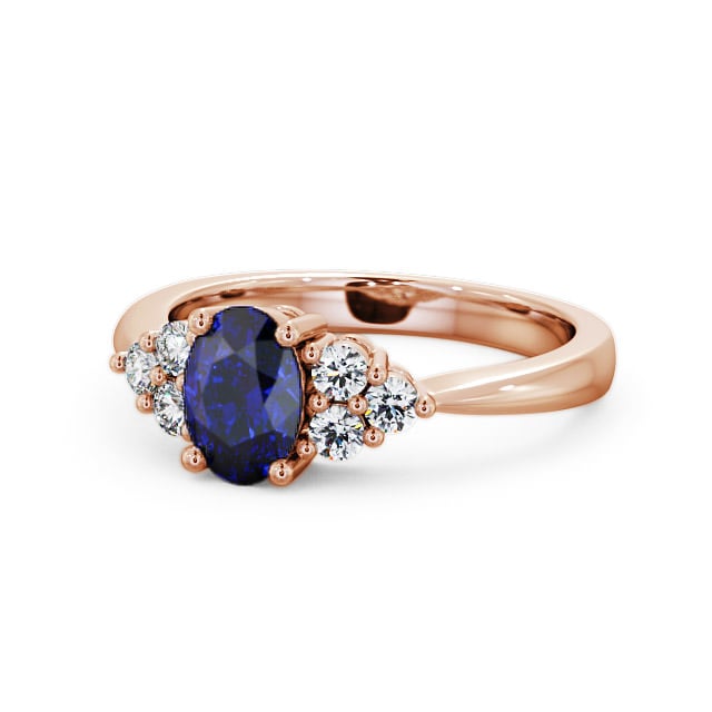 Multi Stone Blue Sapphire and Diamond 1.24ct Ring 18K Rose Gold - Freya GEM25_RG_BS_FLAT