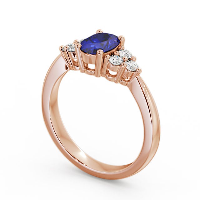 Multi Stone Blue Sapphire and Diamond 1.24ct Ring 9K Rose Gold - Freya GEM25_RG_BS_SIDE