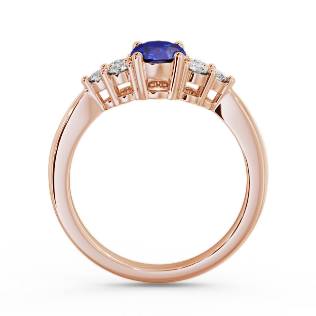 Multi Stone Blue Sapphire and Diamond 1.24ct Ring 18K Rose Gold - Freya GEM25_RG_BS_UP
