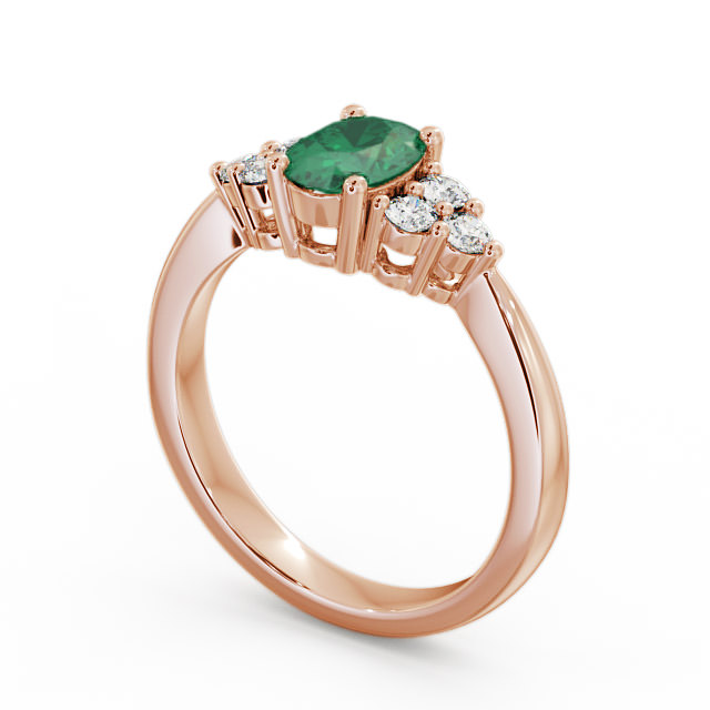 Multi Stone Emerald and Diamond 1.09ct Ring 9K Rose Gold - Freya GEM25_RG_EM_SIDE