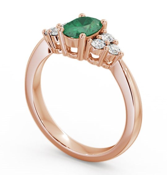 Multi Stone Emerald and Diamond 1.09ct Ring 18K Rose Gold - Freya GEM25_RG_EM_THUMB1