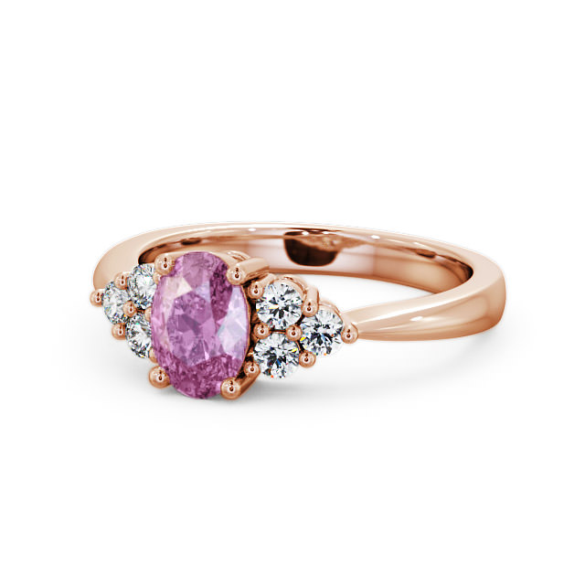 Multi Stone Pink Sapphire and Diamond 1.24ct Ring 9K Rose Gold - Freya GEM25_RG_PS_FLAT