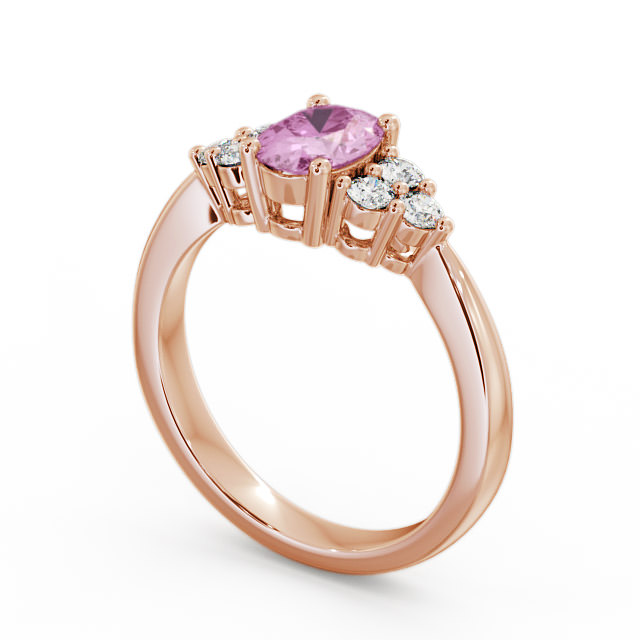 Multi Stone Pink Sapphire and Diamond 1.24ct Ring 9K Rose Gold - Freya GEM25_RG_PS_SIDE