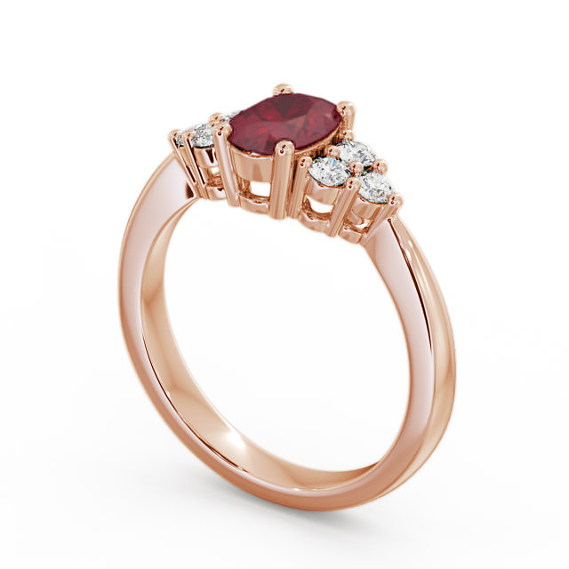 Multi Stone Ruby and Diamond 1.24ct Ring 9K Rose Gold - Freya GEM25_RG_RU_SIDE