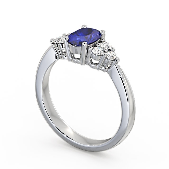Multi Stone Blue Sapphire and Diamond 1.24ct Ring Platinum - Freya GEM25_WG_BS_SIDE