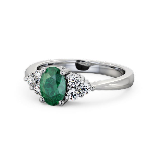 Multi Stone Emerald and Diamond 1.09ct Ring Platinum - Freya GEM25_WG_EM_FLAT