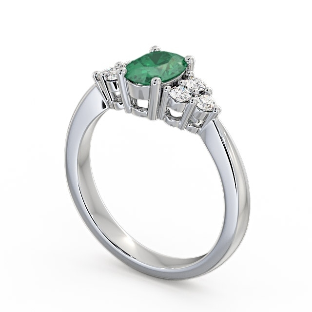 Multi Stone Emerald and Diamond 1.09ct Ring 18K White Gold - Freya GEM25_WG_EM_SIDE