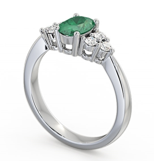 Multi Stone Emerald and Diamond 1.09ct Ring 9K White Gold GEM25_WG_EM_THUMB1