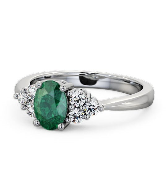 Multi Stone Emerald and Diamond 1.09ct Ring 18K White Gold GEM25_WG_EM_THUMB2 