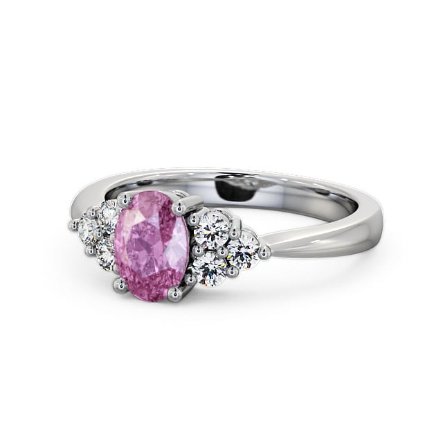Multi Stone Pink Sapphire and Diamond 1.24ct Ring 9K White Gold - Freya GEM25_WG_PS_FLAT