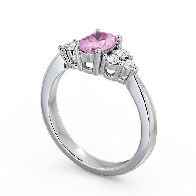 Multi Stone Pink Sapphire and Diamond 1.24ct Ring 9K White Gold - Freya GEM25_WG_PS_SIDE
