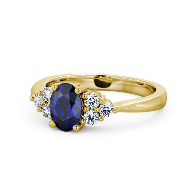 Multi Stone Blue Sapphire and Diamond 1.24ct Ring 9K Yellow Gold - Freya GEM25_YG_BS_FLAT