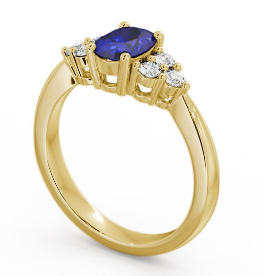 Multi Stone Blue Sapphire and Diamond 1.24ct Ring 18K Yellow Gold - Freya GEM25_YG_BS_THUMB1