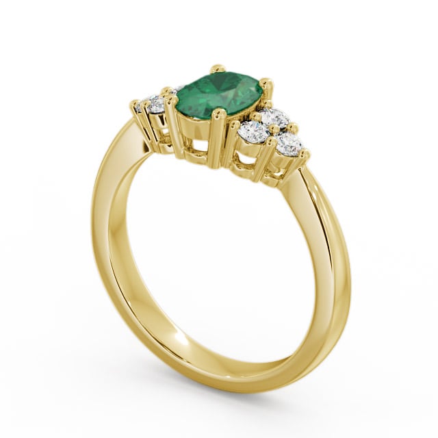 Multi Stone Emerald and Diamond 1.09ct Ring 18K Yellow Gold - Freya GEM25_YG_EM_SIDE