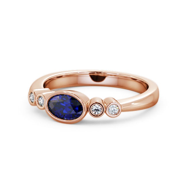 Five Stone Blue Sapphire and Diamond 0.66ct Ring 18K Rose Gold - Amia GEM26_RG_BS_FLAT