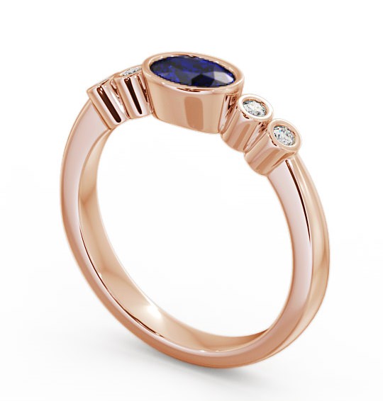 Five Stone Blue Sapphire and Diamond 0.66ct Ring 18K Rose Gold GEM26_RG_BS_THUMB1