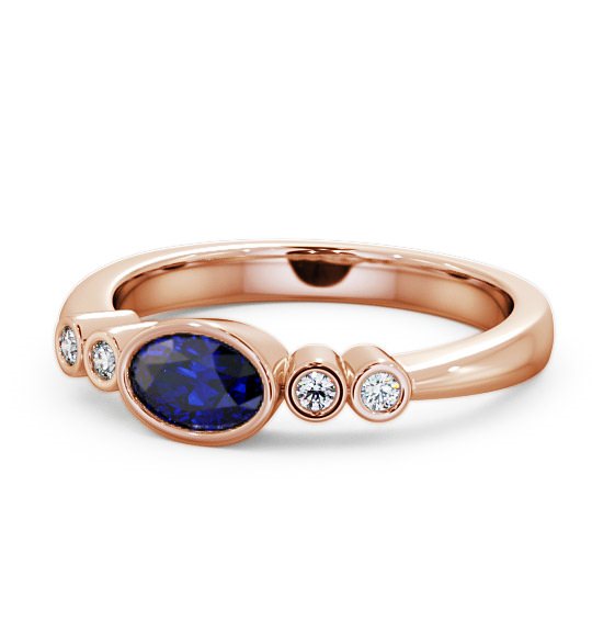  Five Stone Blue Sapphire and Diamond 0.66ct Ring 9K Rose Gold - Amia GEM26_RG_BS_THUMB2 