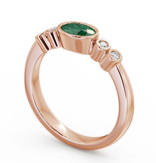 Five Stone Emerald and Diamond 0.58ct Ring 9K Rose Gold - Amia GEM26_RG_EM_THUMB1