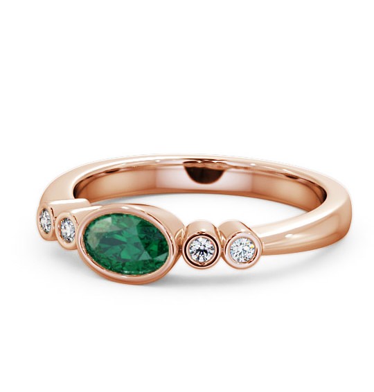  Five Stone Emerald and Diamond 0.58ct Ring 18K Rose Gold - Amia GEM26_RG_EM_THUMB2 
