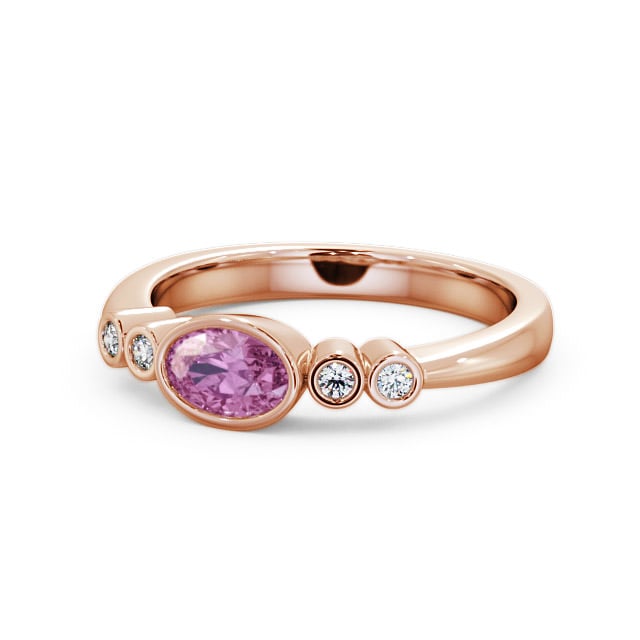 Five Stone Pink Sapphire and Diamond 0.66ct Ring 18K Rose Gold - Amia GEM26_RG_PS_FLAT